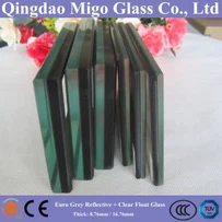 Euro Grey Reflective + Clear Float Glass / Colorido Laminado Safety Glass
