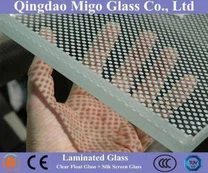 Vidro laminado com padrão de impressão em tela de seda